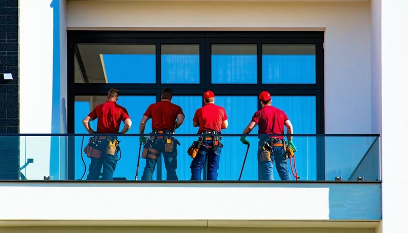 Team of Modern Windows cleaning residential windows and gutters
